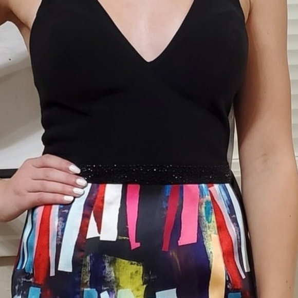 Size 4 black/multi color block Ellie Wilde trumpet prom dress NWT never worn! - Picture 11 of 12